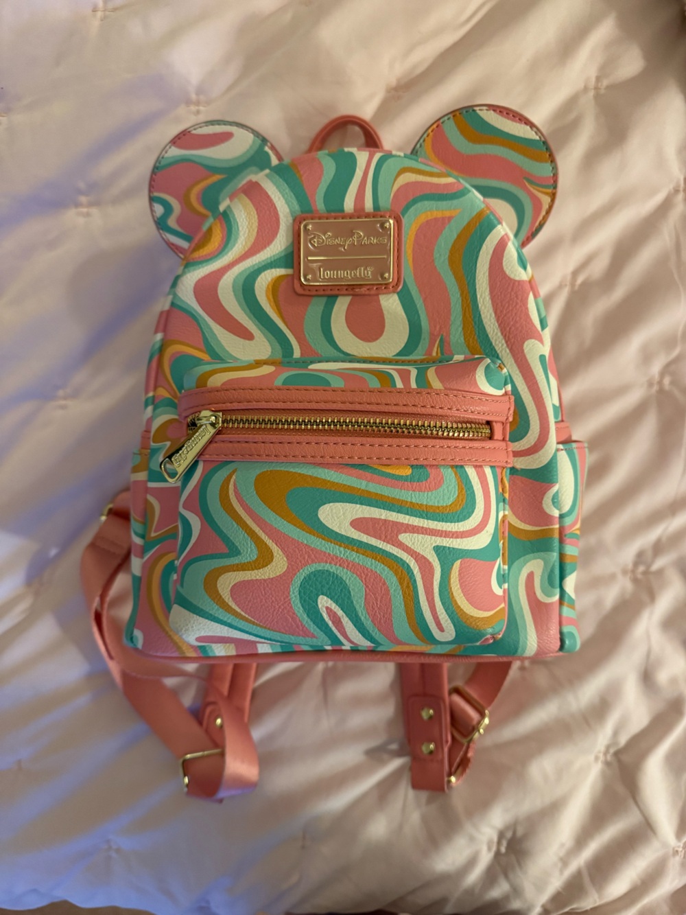 Loungefly Pink Teal Multicolor Swirl Mini Backpack